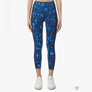 Sweaty Betty Power High Waist 7/8 Workout Leggings in blue text print Women's XS